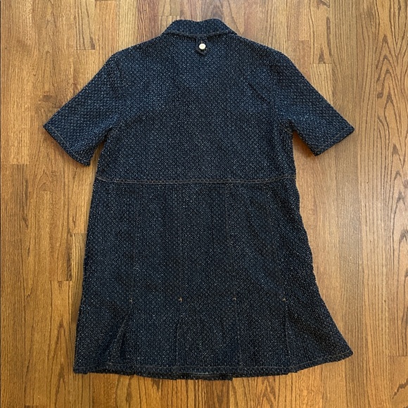 GANNI Short Sleeve Fluffy Denim Mini Dress Sz 40 - Picture 2 of 8